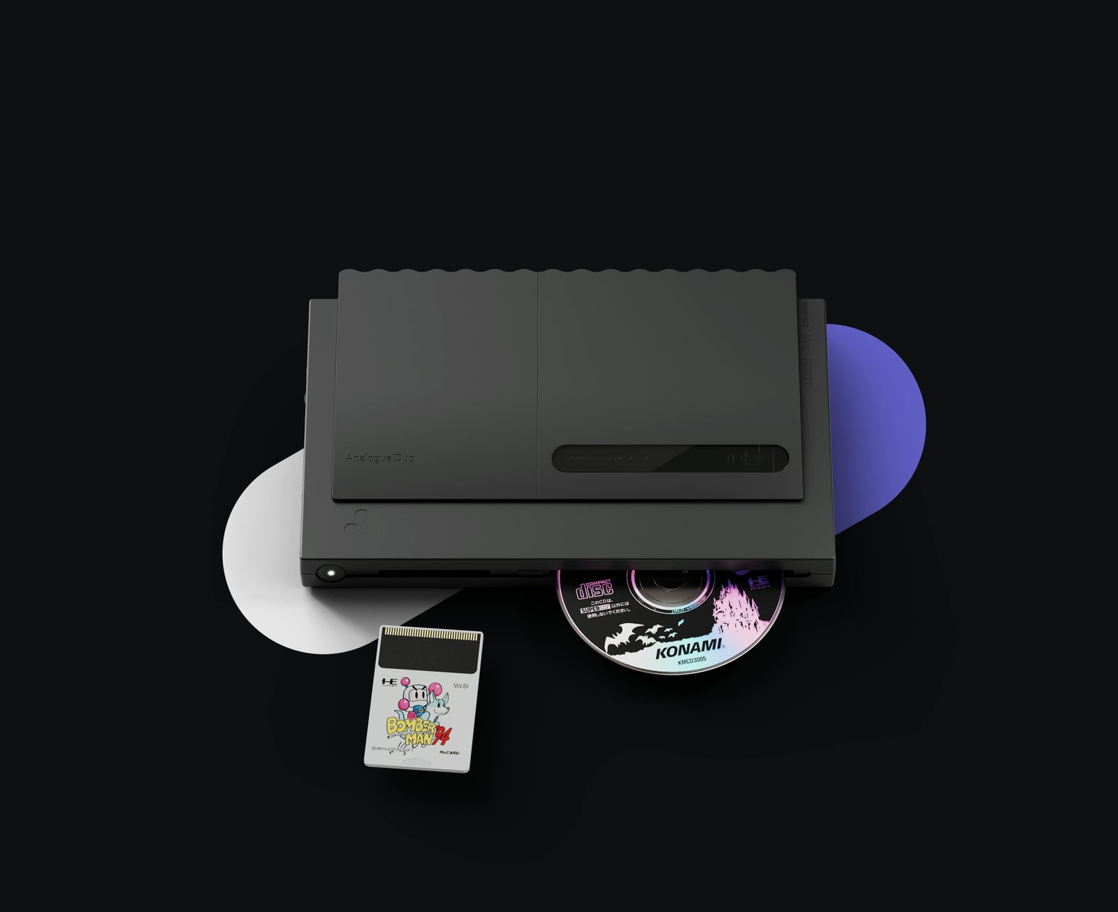 The Duo's industrial design is deliberately understated, closer to the Japanese PC Engine Duo than to anything NEC sold in the West.