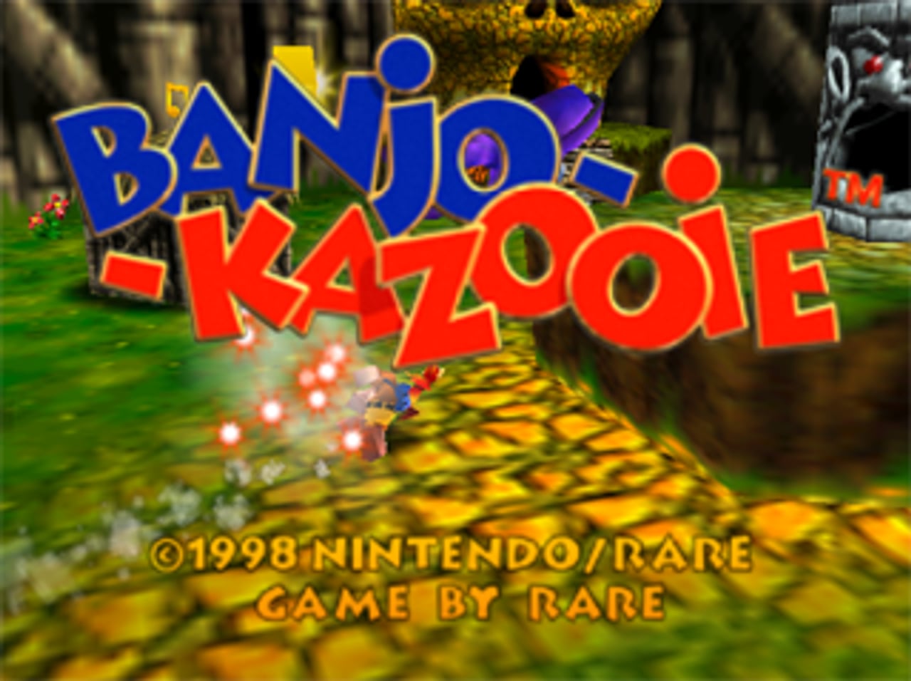 Rare's golden-brick title screen, complete with 1998 copyright.