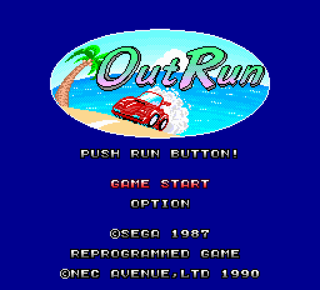 NEC Avenue's 1990 PC Engine port announces itself.