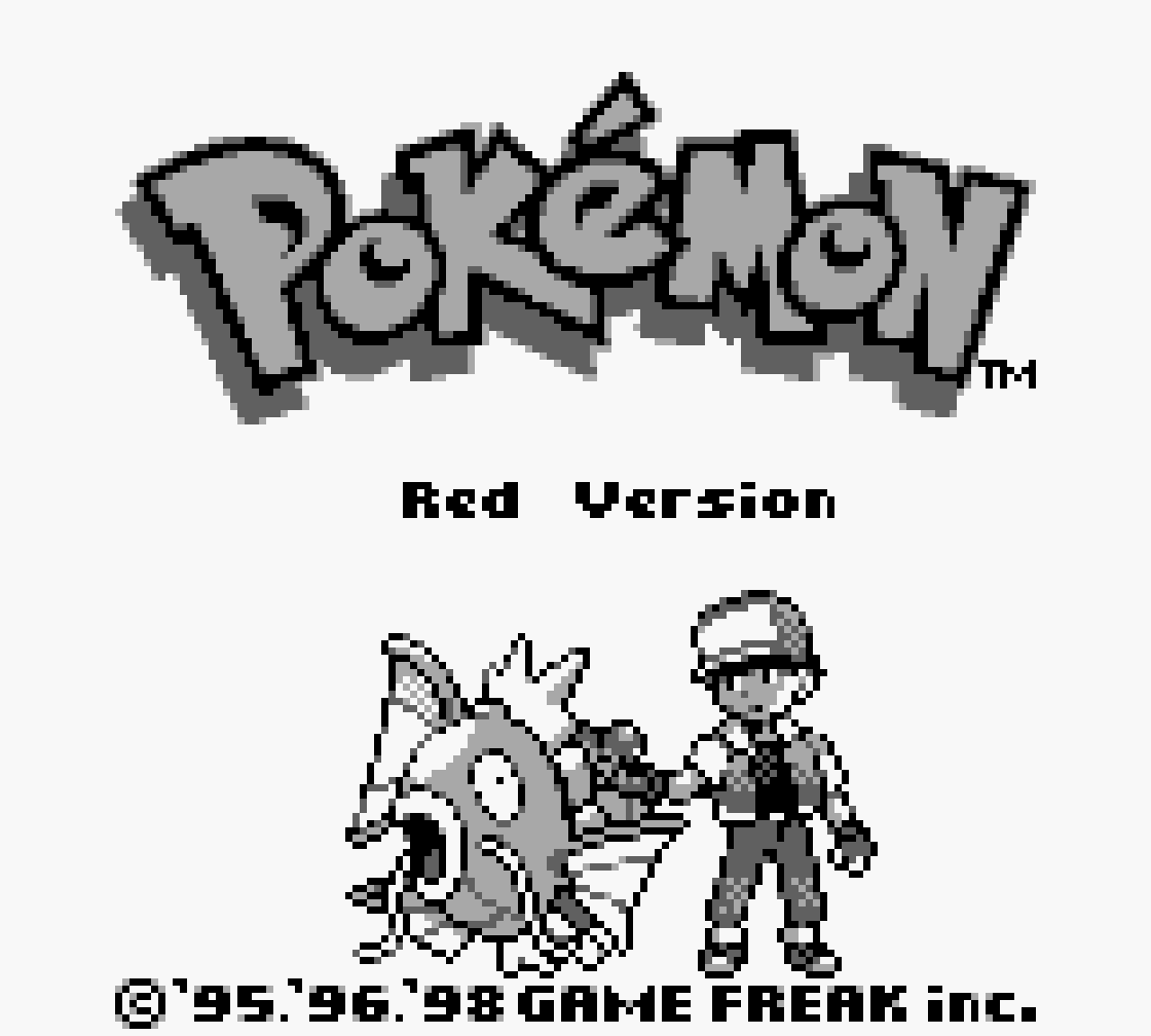 Red Version's Game Boy title screen, Magikarp and all.