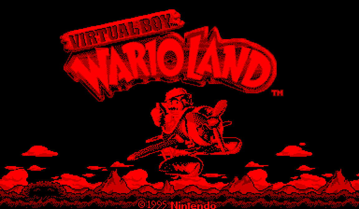 Red on black, like everything on Virtual Boy: the 1995 title screen.